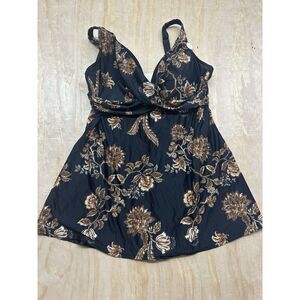 Artesands Women's Size 14 Plus Chantique Delacroix Skirted Swimdress In Black